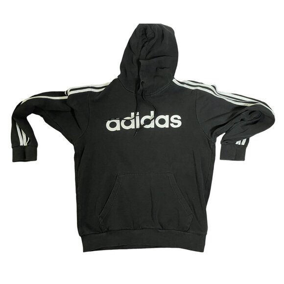 Adidas Black Hoodie with Classic Three Stipes Mens size Medium - Picture 7 of 10